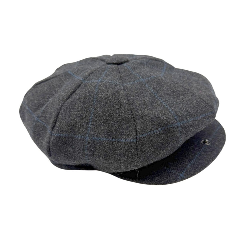 Goorin Bros x Olney Mens Large Gray Plaid 100% Wool 8 Panel Newsboy Cap ENGLAND